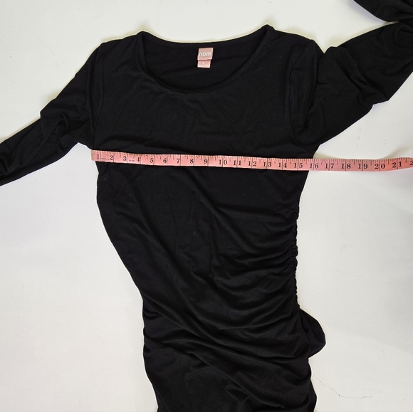 Nom Maternity Curve Dress In Black‎ Size Small Ruched Bodycon Long Sleeve - Picture 11 of 13
